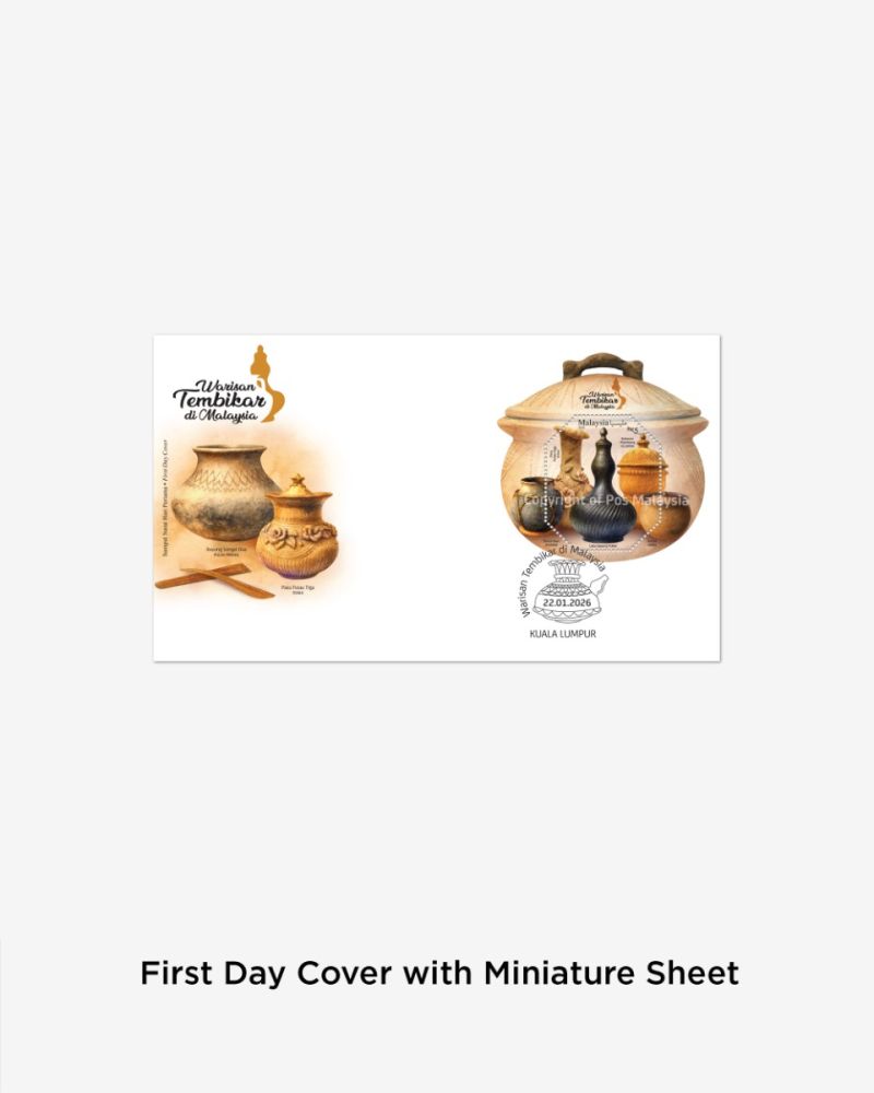 WARISAN TEMBIKAR DI MALAYSIA FIRST DAY COVER WITH MINIATURE SHEET