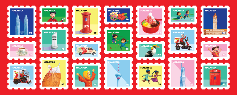 Stories of Malaysia, One Stamp at a Time Sport Towel