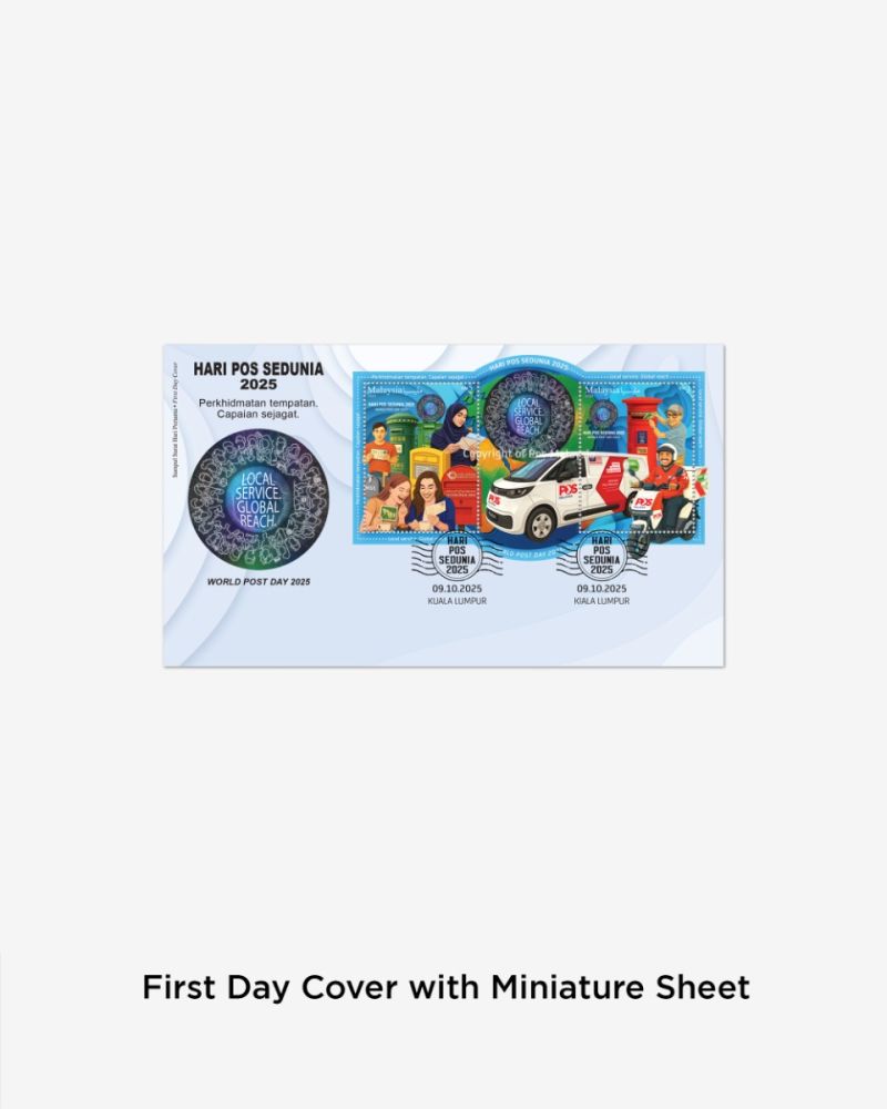 HARI POS SEDUNIA 2025 FIRST DAY COVER WITH MINIATURE